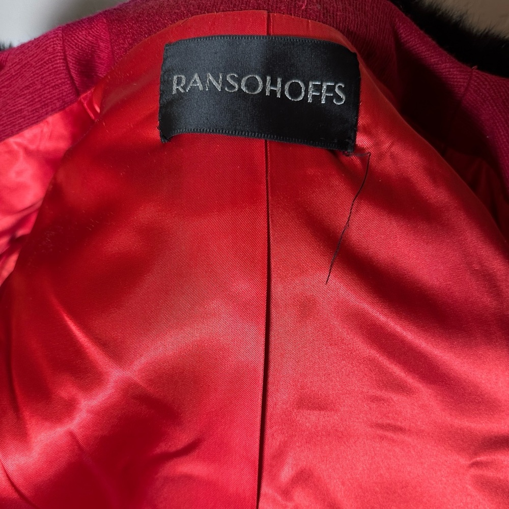 Vintage 1960s Ransohoffs Jack Feit Wool Skirt Suit w/ Fur Trim - Picture 6 of 12